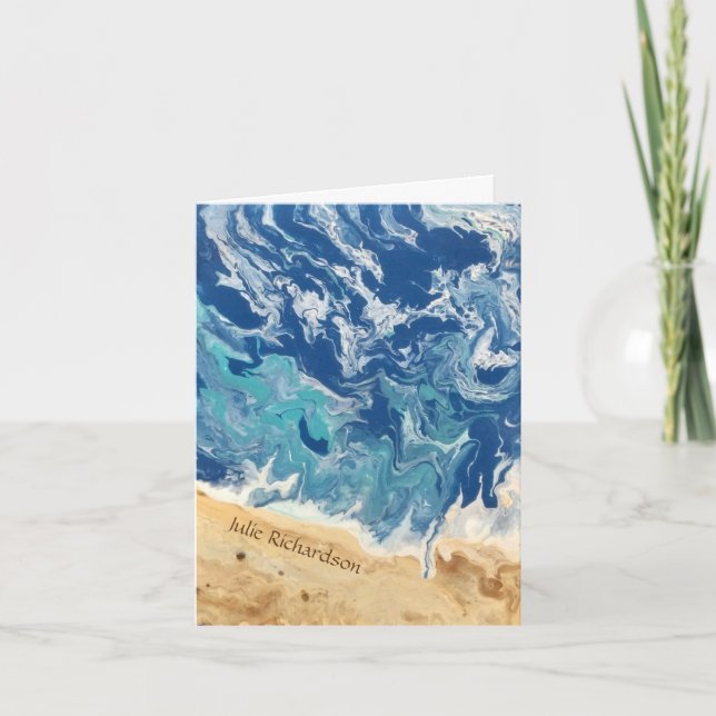 Beach Abstract Personalised Blank Note Card (Front)