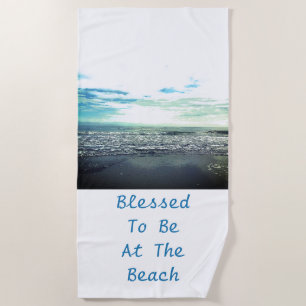 Beach Abstract Photo Template Typography Blue Whit Beach Towel