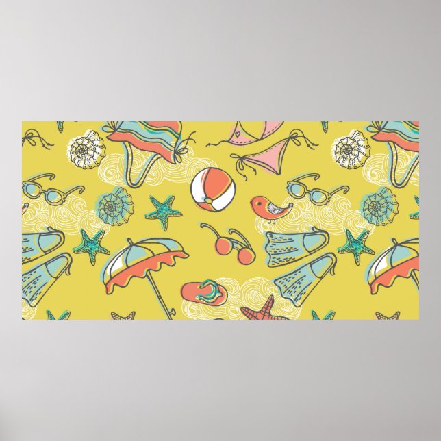 beach accessories. seamless pattern poster (Front)