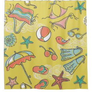 beach accessories. seamless pattern shower curtain