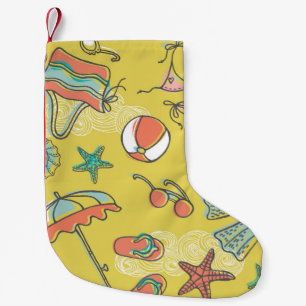 beach accessories. seamless pattern small christmas stocking