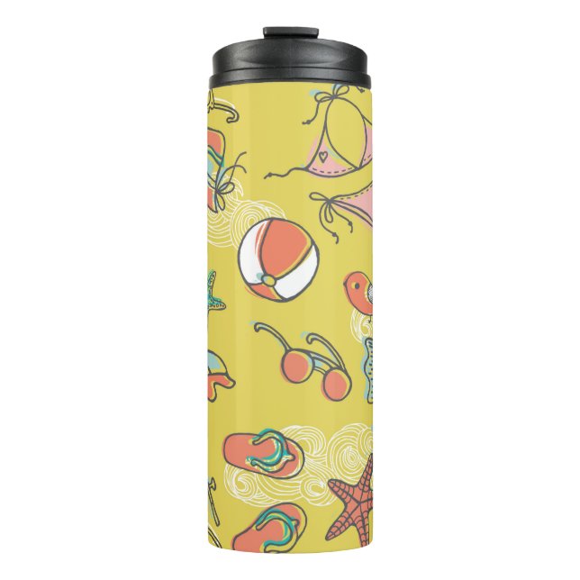 beach accessories. seamless pattern thermal tumbler (Front)