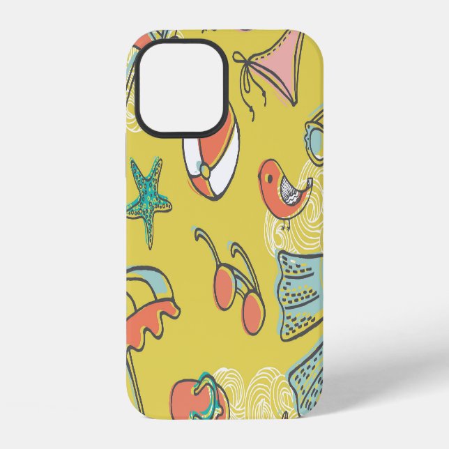 Beach Accessories: Summer Seamless Pattern. iPhone Case (Back)