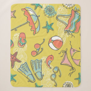 Beach Accessories: Summer Seamless Pattern. Sherpa Blanket