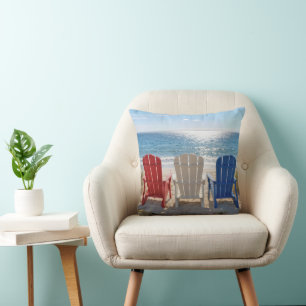Beach Adirondack Chairs in Patriotic Colours Cushion