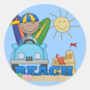 BEACH African American Boy Tshirts and Gifts Classic Round Sticker