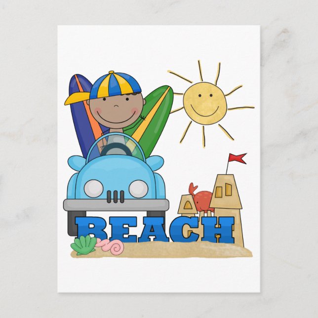 BEACH African American Boy Tshirts and Gifts Postcard (Front)
