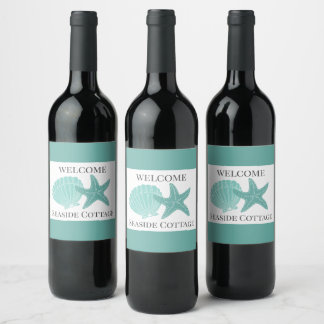 Beach Airbnb Vacation Rental Personalised Wine Label