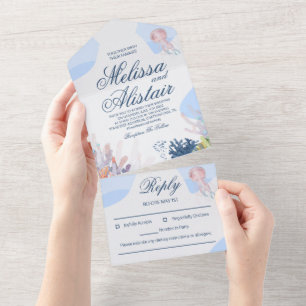 Beach All in One Wedding Invitation