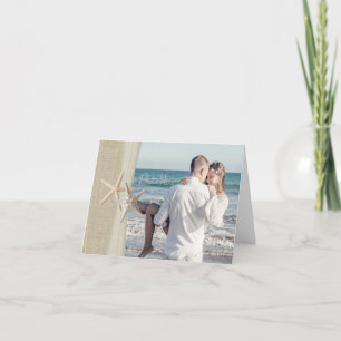 Beach Amore Burlap and Starfish Photo Thank You Card
