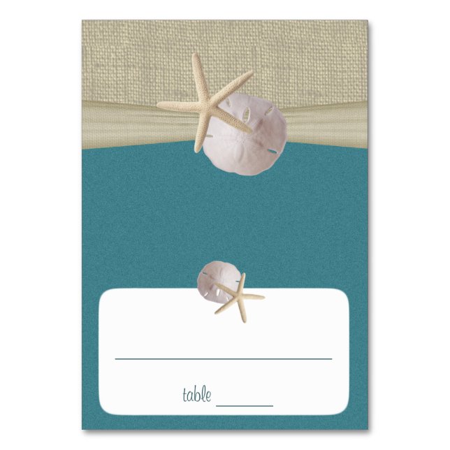 Beach Amore' Teal Seating Card (Front)