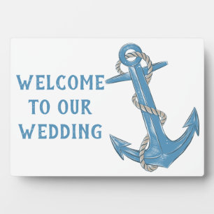 Beach Anchor Blue Nautical Welcome Wedding Sign Plaque