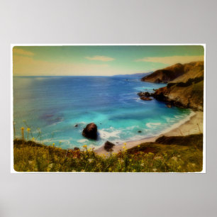 Beach and Bay, Pacific Coast Highway Poster