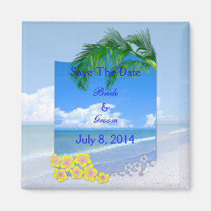 Beach And Blue Skies Wedding Save The Date Magnet