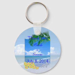 Beach And Blue Skies Wedding Thank You Key Ring
