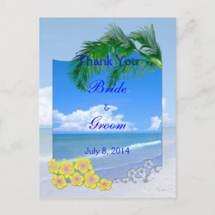 Beach And Blue Skies Wedding Thank You Postcard