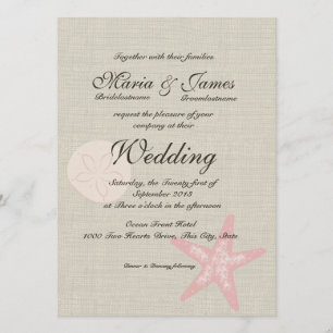 Beach and Burlap Starfish Wedding Invitation