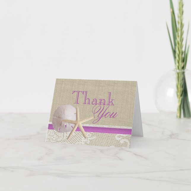Beach and Burlap Tropical Purple Thank You (Front)