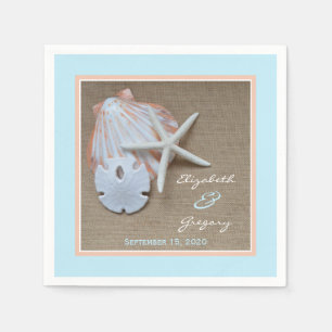 Beach and Burlap Wedding Paper Napkins