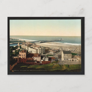 Beach and casino, Boulogne, France vintage Photoch Postcard
