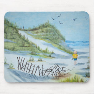 beach and child watercolor mouse pad