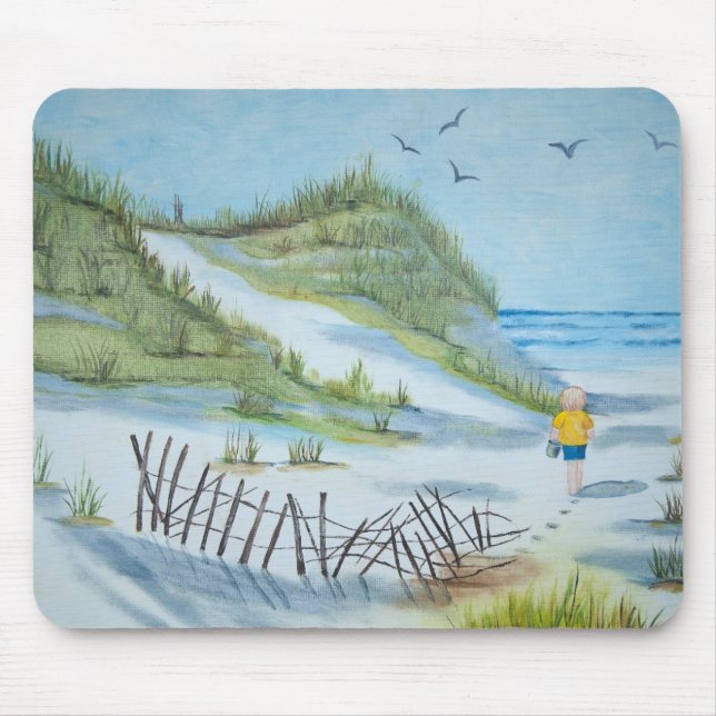 beach and child watercolor mouse pad (Front)