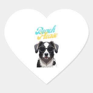 Beach and Dogs Heart Sticker