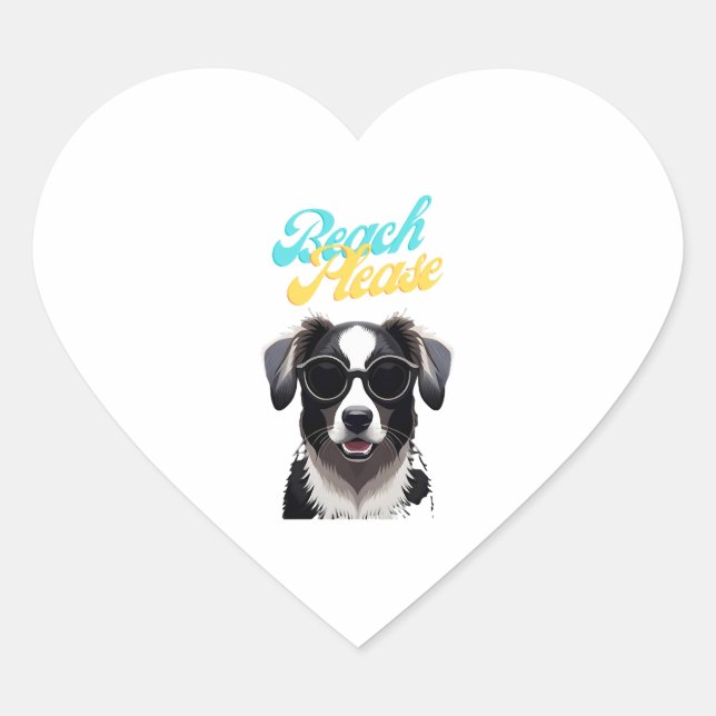 Beach and Dogs Heart Sticker (Front)