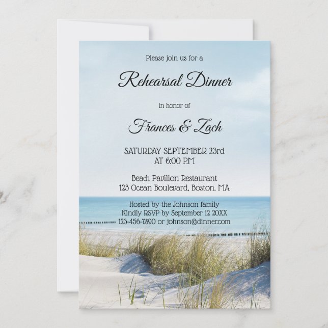 Beach and Dunes Rehearsal Dinner Invitation (Front)