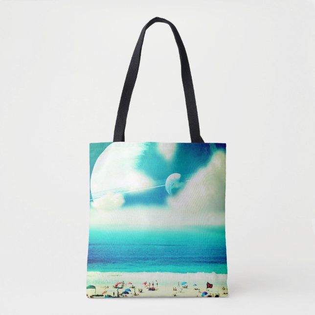 Beach and giant planets surreal travel  tote bag (Front)