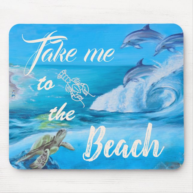Beach and Marine Life Painting Mouse Pad (Front)