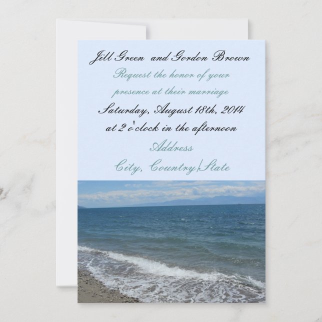 Beach and Ocean Waves Wedding Invitation (Front)