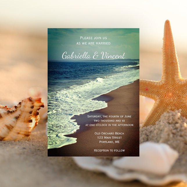 Beach and Ocean Wedding Invitation (Invite guests to your destination marriage ceremony with the Ocean and Beach Wedding Invitation.)