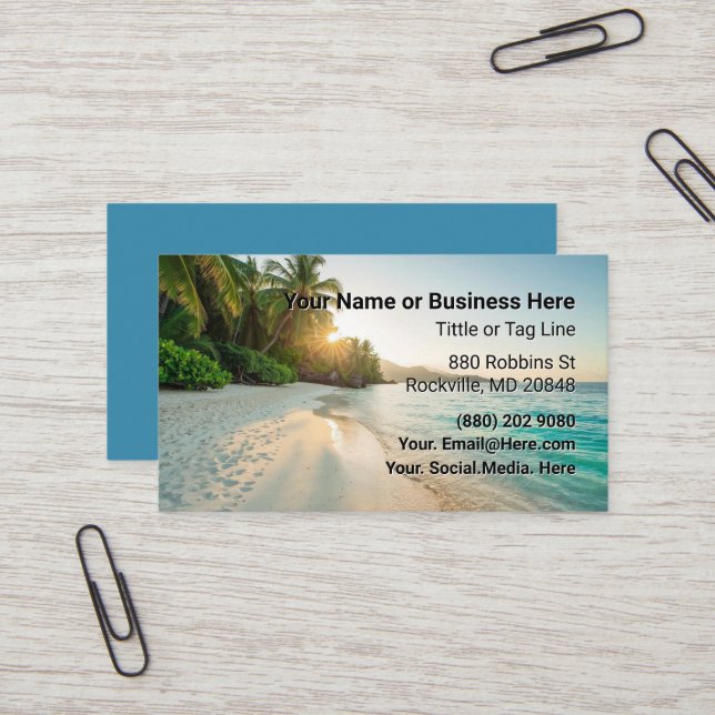 Beach and Palm Trees Business Card Personal (Front/Back In Situ)