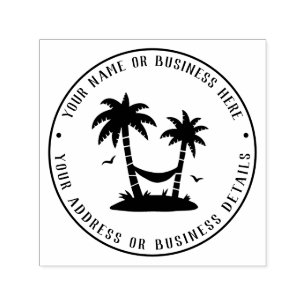 Beach and Palm Trees Business Name Return Address Self-inking Stamp