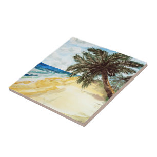 Beach and Palm Trees Ceramic Tile