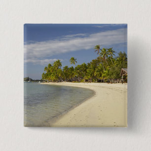 Beach and palm trees, Plantation Island Resort 2 15 Cm Square Badge