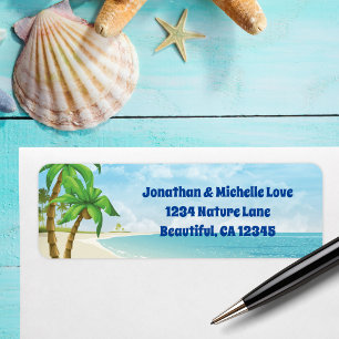 Beach and Palm Trees Tropical Address Return Address Label