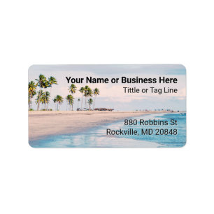 Beach and Palm Trees Tropical Label