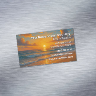 Beach and Palm Trees Tropical Magnetic Business Card