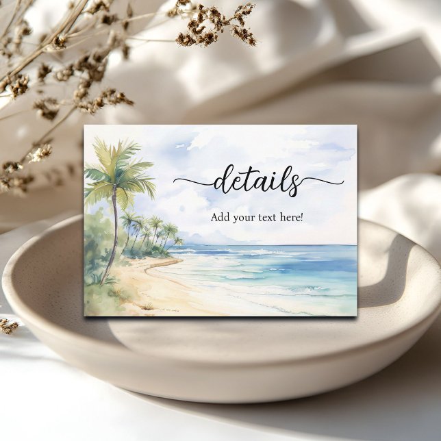 Beach and Palm Trees  Wedding Details Enclosure Card (Creator Uploaded)