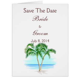 Beach And Palm Trees Wedding Save The Date