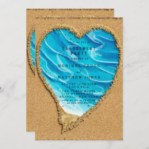 Beach and Sand Heart Engagement Party Invitation