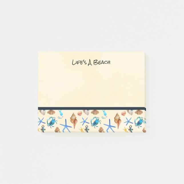 Beach And Sea Life Themed Pattern Post-it Notes (Front)