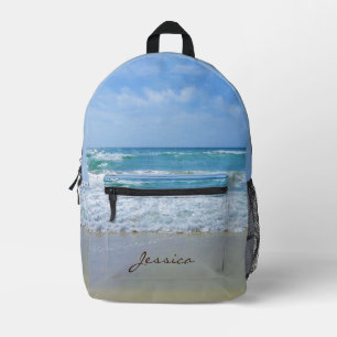 Beach and Sea Personalised Name Printed Backpack