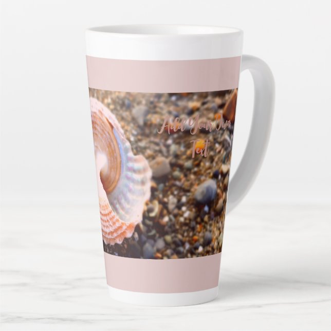 Beach and Seashell Photo Custom  Latte Mug (Right Angle)