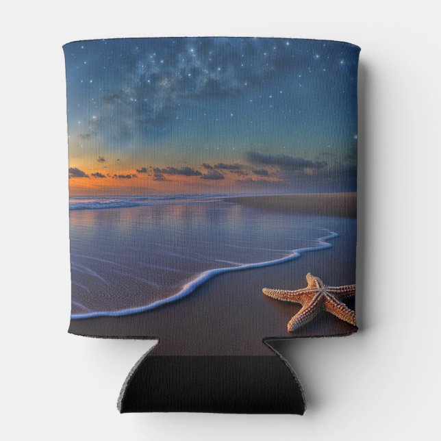 Beach and Starfish Seaside Koozie (Back)