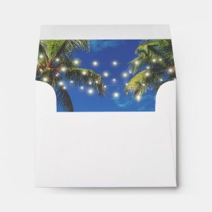 Beach and String Lights Rustic Wedding RSVP  Envel Envelope