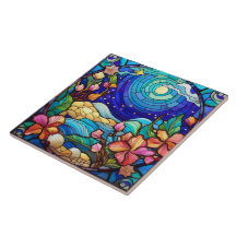 Beach and waves Stained glass art