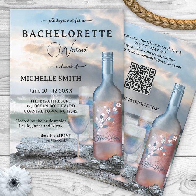 Beach and Wine Bachelorette Weekend Invitation (Creator Uploaded)